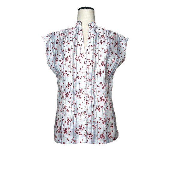 Vtg Ditzy Floral Print Lightweight Cap Sleeve Top Shirt Women’s Size 8 USA Made - Picture 1 of 10